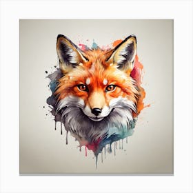   Prompt details  high quality, logo style, Watercolor, powerful colorful fox face logo facing forward, monochrome background, by yukisakura, awesome full color, Canvas Print
