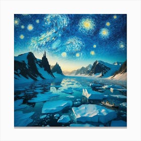 Van Gogh Painted A Starry Night Over An Arctic Iceberg Canvas Print