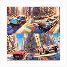 Cars In The City 3 Canvas Print