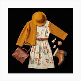 Floral Dress And Accessories Canvas Print