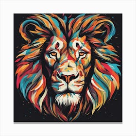 An Image Of A Lion With Letters On A Black Background, In The Style Of Bold Lines, Vivid Colors, Gra (2) Canvas Print