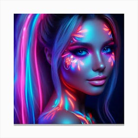 A woman and glowing neon 3 Canvas Print