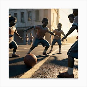 Children Playing Soccer Canvas Print