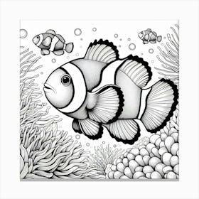 Line Art clownfish 2 Canvas Print