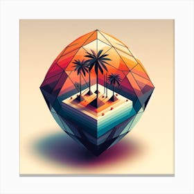 Geometric Art Island with palm tree Canvas Print