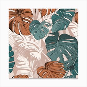 Tropical Leaves Bohemian Botanical Monstera 4 Canvas Print