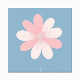 A White And Pink Flower In Minimalist Style Square Composition 235 Canvas Print