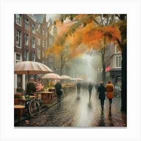 Amsterdam cafes, autumn season Canvas Print