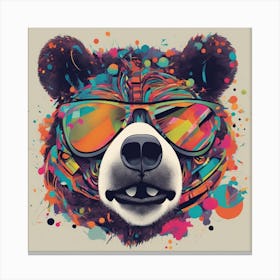 Bear, New Poster For Ray Ban Speed, In The Style Of Psychedelic Figuration, Eiko Ojala, Ian Davenpor Canvas Print