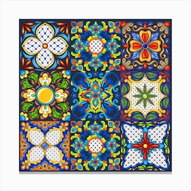 Bright And Colorful Mexican Talavera Ceramic Tile Pattern Canvas Print