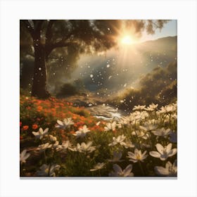Sunset In The Forest Canvas Print