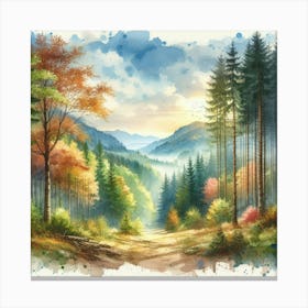 Watercolor Of Autumn Forest 2 Toile