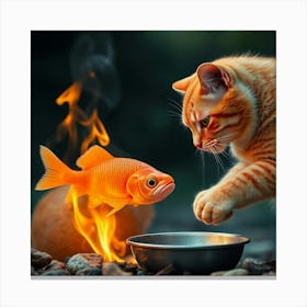 Asm An Orange Cat Cooks A Fish In The Nature F0fdff1c 6c47 41e0 Acb2 F1b169cc3ac0 Canvas Print