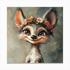 Fox In Flower Crown 10 Canvas Print