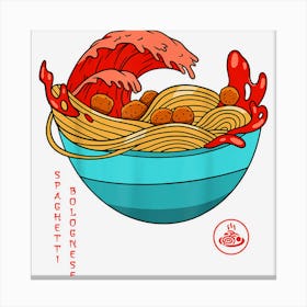 Spaghetti Bolognese Italian Noodles Japanese Ramen Style Canvas Print