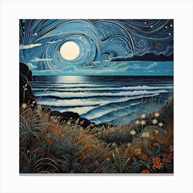 Moonlight On The Beach Canvas Print