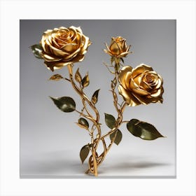 Dreamshaper V7 A Twisted Golden Rose With A Stem And Leaves Th 3 Canvas Print