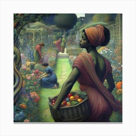 Woman In The Garden 3 Canvas Print