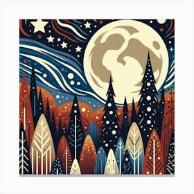 Full Moon In The Forest 2 Canvas Print