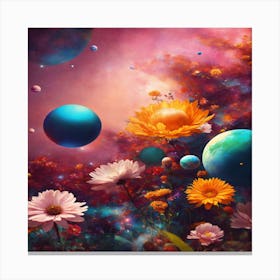 Flowers In Space 1 Canvas Print