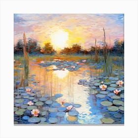 Sunset Over Water Lilies Canvas Print