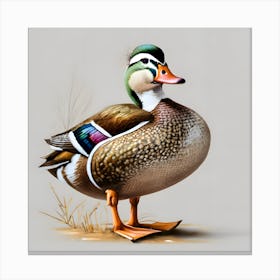 Wood Duck, Realistic duck wall art print, Detailed waterfowl artwork for walls, Majestic duck painting on canvas, Duck pond wall decor, Duckling family wall art, Vibrant duck feathers in art print, Duck hunting scene wall print, Peaceful duck in nature art, Waterfowl lovers' wall decor, Duck art for lake house, Canvas Print