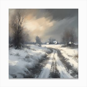 A Winter Landscape, Snow across the Countryside 2 Canvas Print