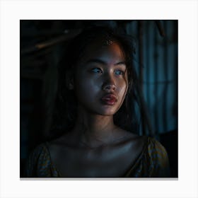 Asian Woman In The Dark Canvas Print