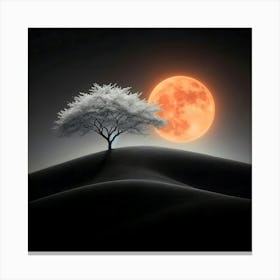 Mystical Tree and Full Moon in Desert Toile