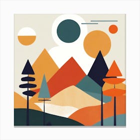 Abstract Landscape Mountains and Forest Canvas Print