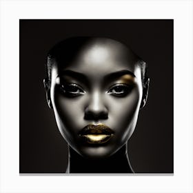 Black Woman With Gold Lips 1 Canvas Print