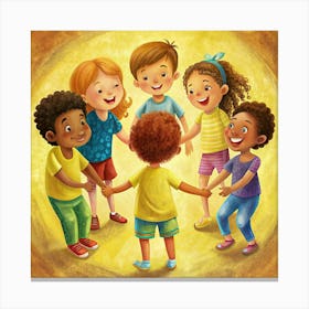 Diverse Children Holding Hands In A Circle 1 Canvas Print