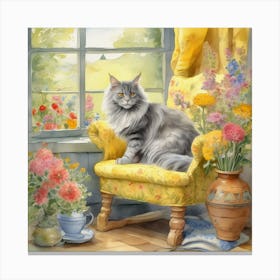 Cat In A Chair Canvas Print