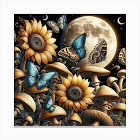 Sunflowers And Butterflies 15 Canvas Print