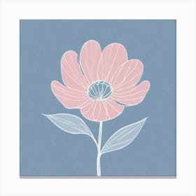 A White And Pink Flower In Minimalist Style Square Composition 199 Canvas Print