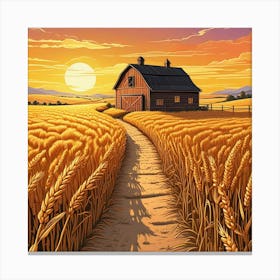 Farm With A Sunset Art Print (2) Canvas Print