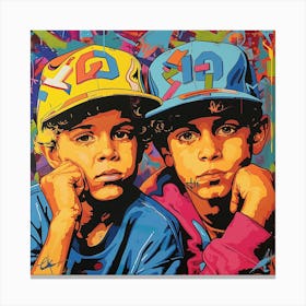 Two Boys In Hats Canvas Print