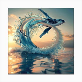 Whale Jumping Out Of The Water Canvas Print