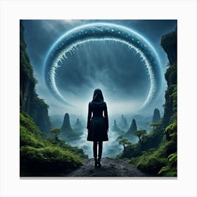 Woman Standing In A Forest Canvas Print