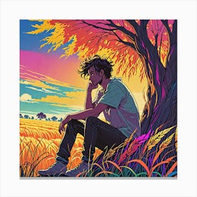 Man In The Field Canvas Print