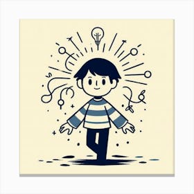Boy With Light Bulb Canvas Print