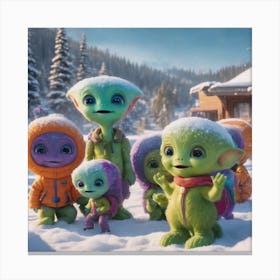 Aliens In The Snow Canvas Print