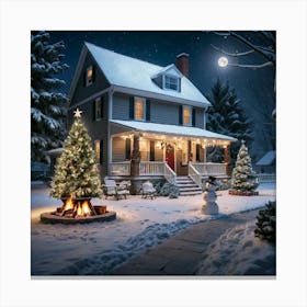 House At Night Canvas Print