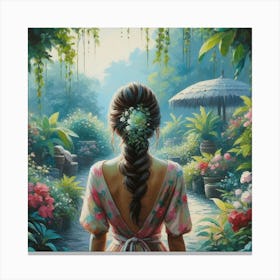 Girl In A Garden 1 Canvas Print