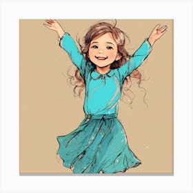 Little Girl In Blue Dress Canvas Print