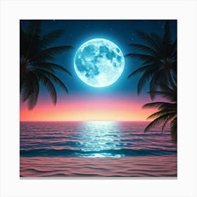 Full Moon On The Beach 1 Canvas Print