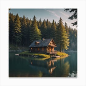 Lake House In The Woods Canvas Print