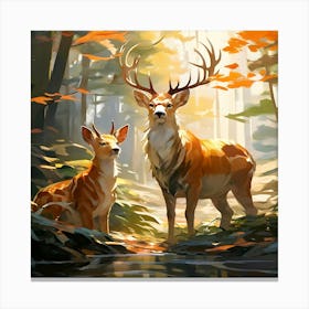 Deer In The Forest 2 Canvas Print