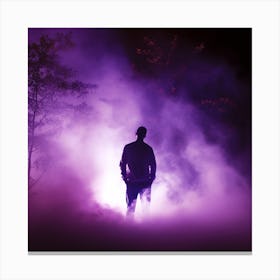 Silhouette Of A Man In Purple Smoke Canvas Print