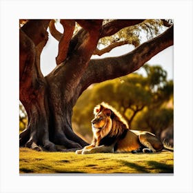 Lion Under A Tree 6 Canvas Print